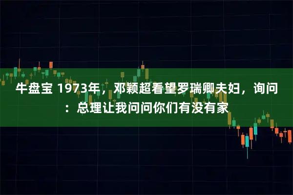 牛盘宝 1973年,邓颖超看望罗瑞卿夫妇,询问:总理让我问问你们有没有家